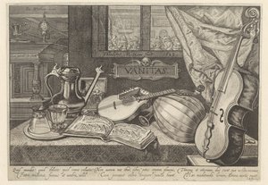 Vanitas stilleben med musikinstrumenter