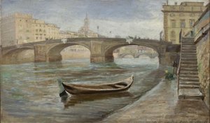 En overskyet dag i Firenze nær Ponte Santa Trinità af Theodor Philipsen
