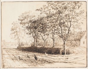 Høns udenfor en gård i Kastrup. Katrupvejen af Theodor Philipsen