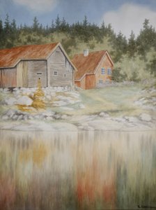 Fra Gopledal i Farris (akvarel på papir) af Theodor Kittelsen