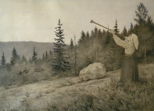 Oppe under bjerget lyder et træblæseinstrument
