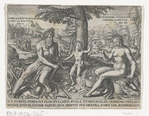 Bellenbladend jongetje Emblemer for adelen og den fælles viden værd.../ Stam und Wapenbuchlein... (serietitel) af Theodor de Bry (attributed to)