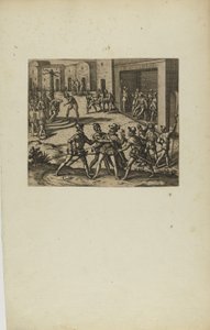 (Jacobus Almagrus a Ferdinando Pizarro Invincula Coniicitur in Carcere....) (fra bogen Americae, del seks) af Theodor de Bry