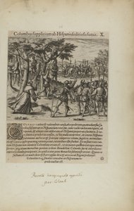 Columbus Supplicium ab Hispanis Seditiosis Sumit. X. (fra bogen Americae, del fire) af Theodor de Bry