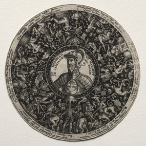 Design til et fad med medaljoner af Theodor de Bry