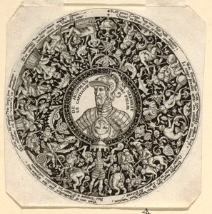 Design til en indgraveret Tazza med et portræt af hertugen af Alba som kommandør af dårskab af Theodor de Bry