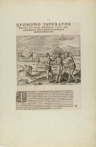 Quomodo Imperator/Regni Guianae, Nobiles Suos Or-/Nare.... (fra bogen Americae, del syv og otte) af Theodor de Bry