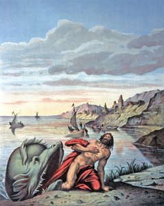 Jonas kommer ud af hvalens mave, midten af det 19. århundrede (illustration) af Theodore (after) Amst