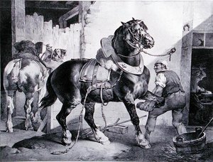 Smedjen (litho) af Theodore (after) Gericault