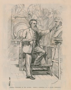 Billedhugger Thomas Woolner på arbejde i sit atelier af Theodore Blake Wirgman