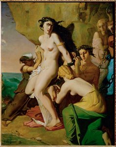 Andromede attachee au rocher par les Nereides - Andromeda lænket til klippen af havfruerne ... af Théodore Chassériau
