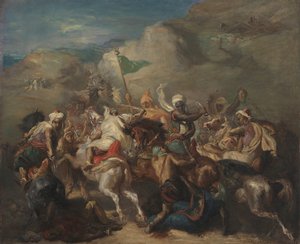 Slaget om arabiske ryttere omkring en standard af Théodore Chassériau