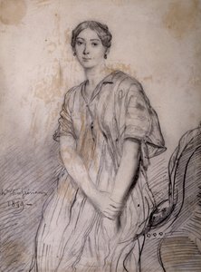 Portræt af Alice Ozy (Julie, Justine Pilloy), skuespillerinde (1820-1893) af Théodore Chassériau