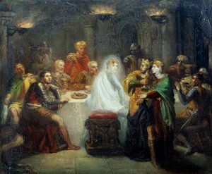 Spektret af Banco Illustration til William Shakespeares stykke "" MacBeth". Maleri af Theodore Chasseriau (1819-1856) 1854 Reims, Musee des Beaux Arts af Théodore Chassériau
