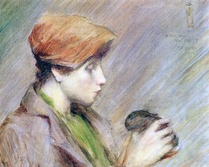 Suzanne Hoschedé med en kanin, 1891 af Theodore Earl Butler