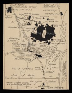Kort over Knossos bygninger omkring paladset, omkring 1903 af Theodore Fyfe
