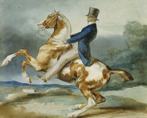 En Rytter og hans Opfostringshest; Un Cavalier Cabrant Son Cheval, af Theodore Gericault