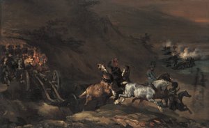 Fremrykkende artilleri af Theodore Gericault