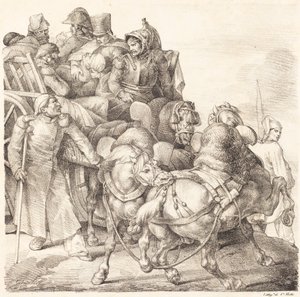 Vogn fyldt med sårede soldater (Chariot charge de soldats blesses) af Theodore Gericault