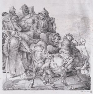 Vogn lastet med sårede soldater, 1818. af Theodore Gericault