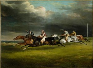 Hestevæddeløb (Derbyet i 1821 på Epsom af Theodore Gericault
