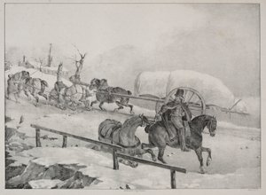 Fire forskellige emner: Vogn på vej op ad bakke af Theodore Gericault