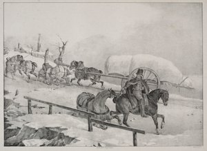 Fire forskellige emner: Vogn, der klatrer på en bakke. af Theodore Gericault