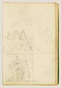 Fire kompositionsstudier til en gruppe figurer af Theodore Gericault