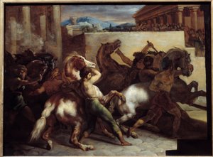 Gratis hestevæddeløb i Rom Maleri af Theodore Gericault (1791-1824) 1817 søn. 0,45x0,6 m af Theodore Gericault