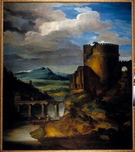 Italiens store landskab Landskab af ruiner, tårn og bro, af Theodore Gericault (1791-1824) 19. århundrede af Theodore Gericault