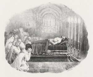 Vilhelm Erobreren, der efter sin død blev bragt til kirken i Boscherville (Vilhelm Erobreren på lit de parade i kirken ved St. Georges-klosteret i Boscherville) af Theodore Gericault