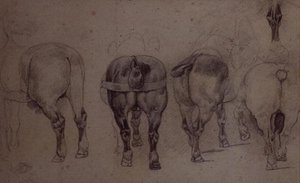 Udspændte heste (blyant) af Theodore Gericault