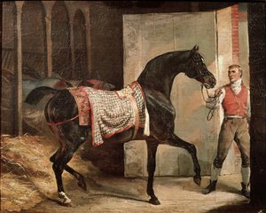 Hest forlader stalden (olie på lærred, begyndelsen af 1800-tallet) af Theodore Gericault