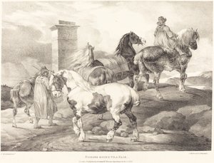 Heste på vej til messe af Theodore Gericault