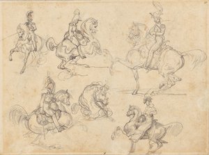 Heste og ryttere (recto); Heste (verso) af Theodore Gericault
