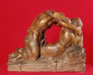 Jupiter og Antiope (første side), ca. 1818 (sten med brun patina)