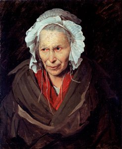 La Hyene de la Salpetriere eller monoman af misundelse Portræt af en gammel kvinde, der lider af psykisk sygdom af Theodore Gericault