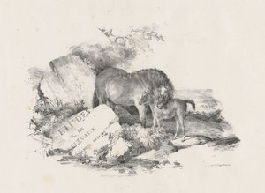 Hoppen og hendes føl, frontispice (The Mare and Its Colt, Frontispiece) af Theodore Gericault