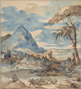 Landskab med fiskere af Theodore Gericault