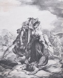 Mameluck forsvarer en såret trompetist, 1818. af Theodore Gericault