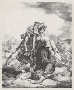 En mameluk fra den kejserlige garde, der forsvarer en såret trompetist mod en kosak (En egyptisk mameluk, der forsvarer en såret fransk trompetist ved Waterloo) af Theodore Gericault