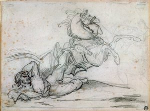 Mameluke falder ned under sin hest af Theodore Gericault