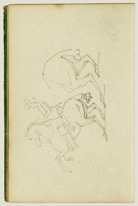 Mand på en hest, der rejser sig på bagbenene, studie af hestens bagben af Theodore Gericault