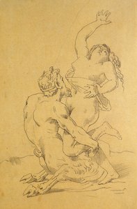 Nymfe og satyr af Theodore Gericault