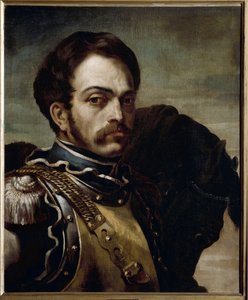 Portræt af en carabinieri officer. Olie på lærred af Theodore Gericault