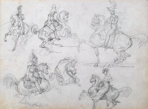 Ryttere på skridende heste af Theodore Gericault
