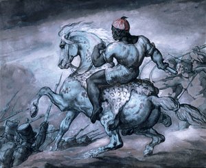Scene fra Colonial War: A Black on a Rearing Horse af Theodore Gericault