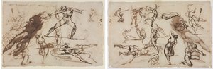 Ark med skitser (recto) Ark med skitser (verso) af Theodore Gericault