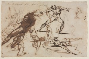 Ark med skitser (recto) Ark med skitser (verso) af Theodore Gericault