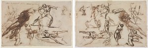 Ark med skitser (recto) Ark med skitser (verso) af Theodore Gericault